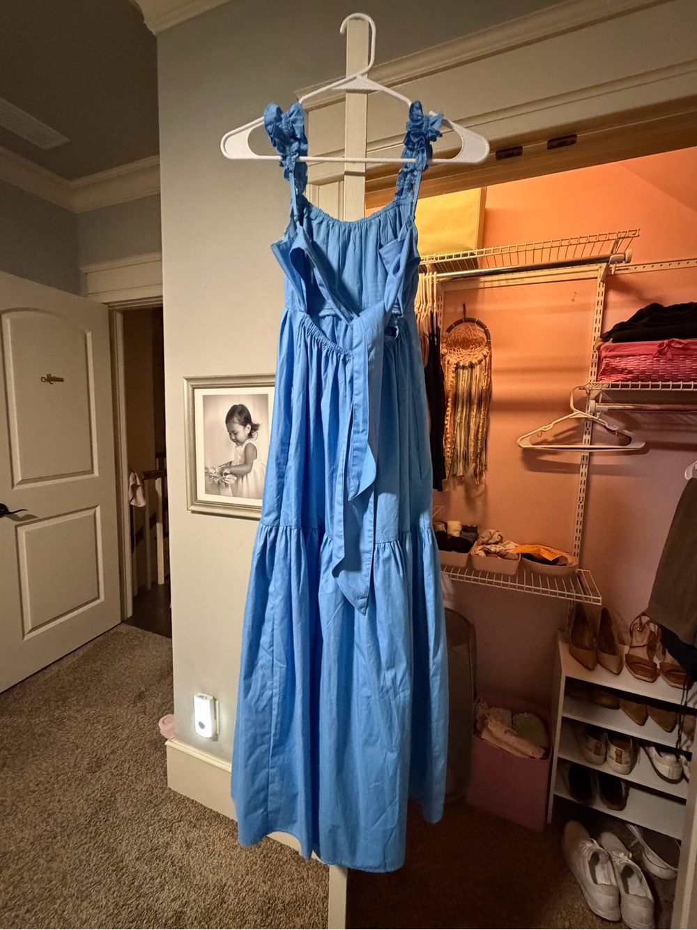 Womens Blue Ruffled dress - Picture 2 of 2